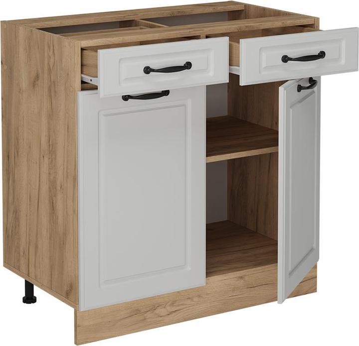 Produktbild Vicco Küchenunterschrank R-Line, Weiss Landhaus/Goldkraft Eiche, 80 cm AP Marmor