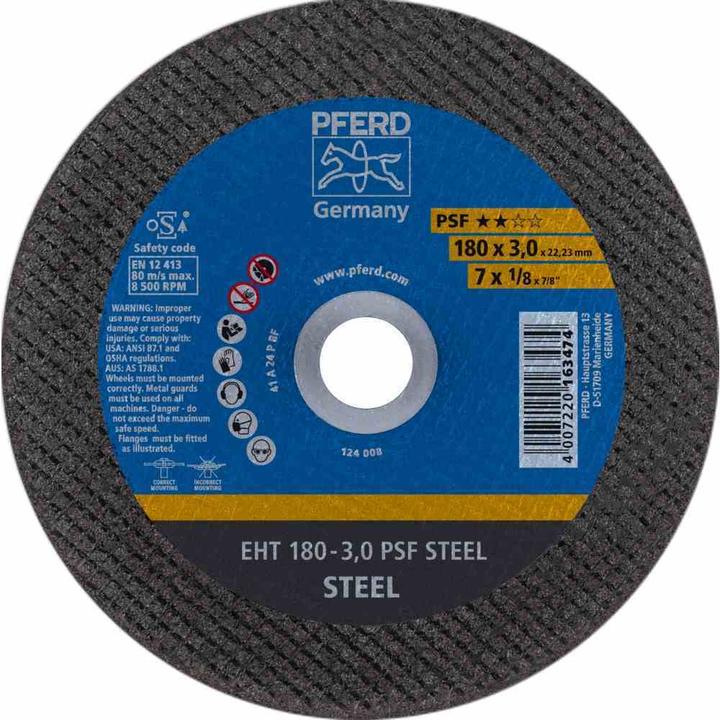 Actual product image Pferd Cutting disc EHT 180-3.0 PSF STEEL metal, Ø 180 mm, thickness 3.2 mm, PSF Steel