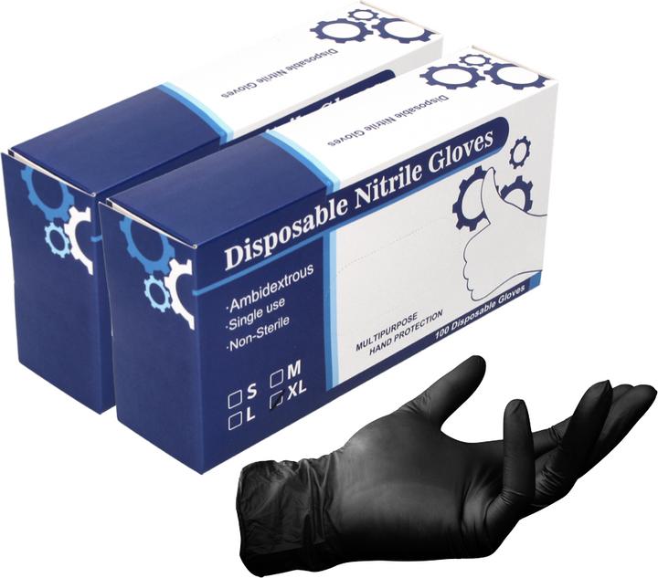 Produktbild Tool Brothers Nitril Einweg Handschuhe Schwarz / Black 200 Stück Grösse XL / Extra Large - nicht Steril (XL)