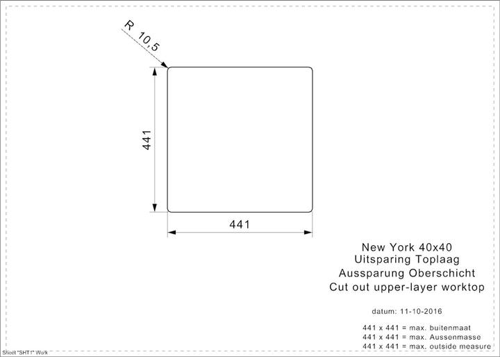 Produktbild Reginox Spülbecken, Edelstahl Küchenspüle New York 40x40 cm R27639