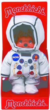 Actual product image Monchhichi Sekiguchi 221257 Original boy astronaut, made of brown plush, in white space jumpsuit, approx. 20 c (20 cm)