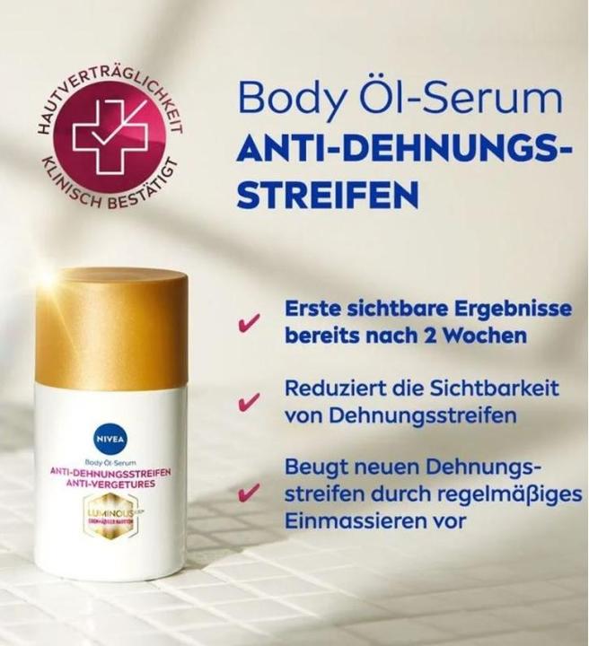 Actual product image NIVEA Luminous Body Öl-Serum Anti-Dehnungsstreifen (Body oil, 100 ml)