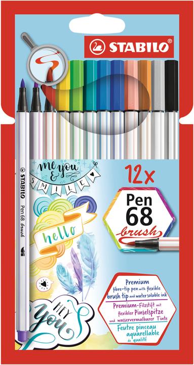 Produktbild STABILO Pen 68 brush Premium-Filzstift (Sortiert, 12 x)