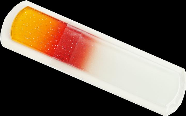 Immagine prodotto Lima in vetro per pedicure, bifacciale, giallo/rosso con glitter Lunghezza: 13,5 cm
