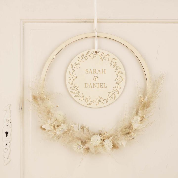 Produktbild Geschenkkörbe CH Flower Loop Hochzeit "Brautpaar", weiss (Trockenblumen)