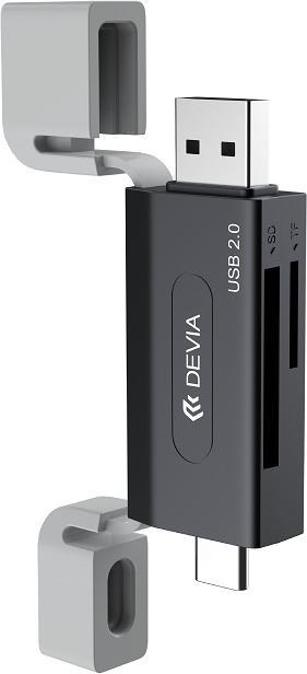 Produktbild Devia Kartenleser 2in1 EL239 USB/USB-C 2.0 schwarz (USB 2.0)