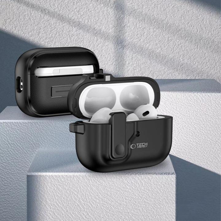 Actual product image Tech-Protect SLIM HOOK Apple AIRPODS PRO 1 / 2 BLACK (Headphone bag)