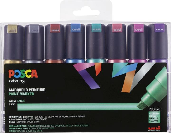 Produktbild Posca Pigmentmarker PC-8K, 8er Box, farbig sortiert (Mehrfarbig, 8 mm, 8 x)