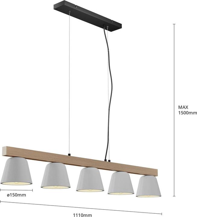 Produktbild Lucande Kalinda Pendelleuchte Grey/Oak (E14)