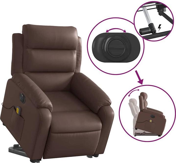 Actual product image VidaXL Massage armchair electric stand-up aid recliner armchair armchair brown imitation leather