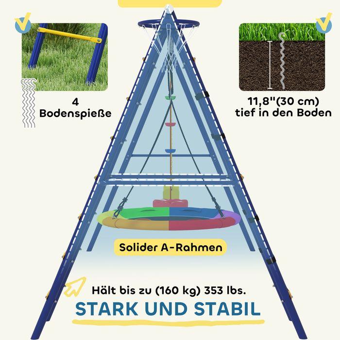 Produktbild Swisshandel24 Kinderschaukel-Set 6 in 1 Schaukelgerüst aus Stahl mit Gurtschaukel Nestschaukel