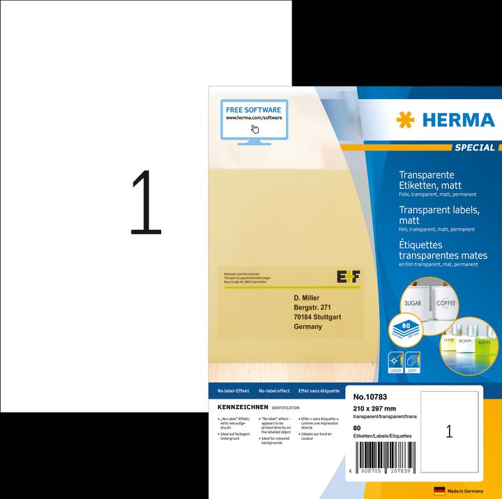 Produktbild HERMA Transparente Etiketten A4