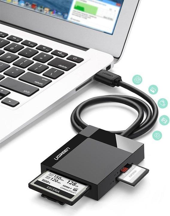 Image du produit Ugreen Lecteur de carte mémoire USB 3.0 SD/Micro SD/CF/MS noir (CR125 30333) (USB 3.0)