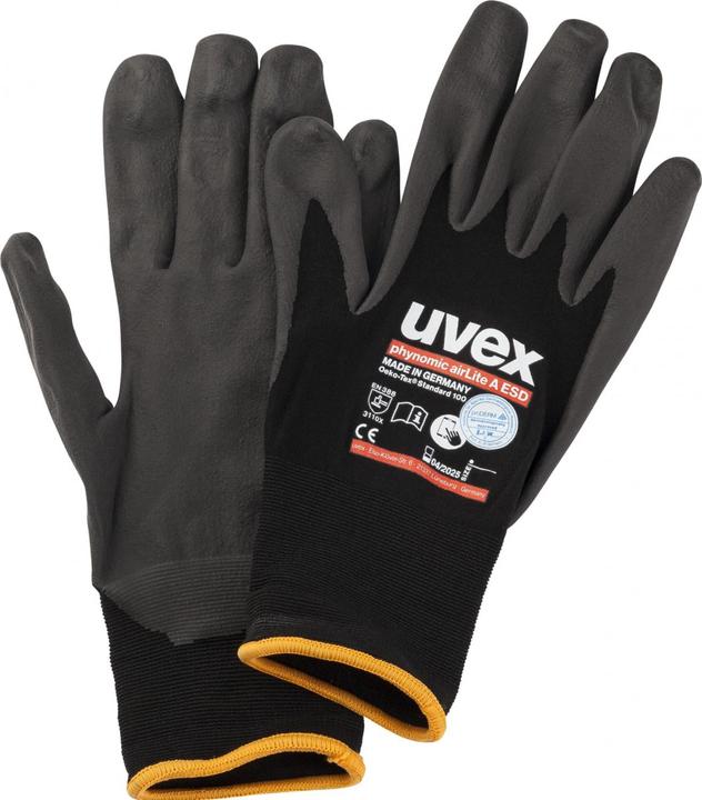 Actual product image Uvex Safety Mechanic glove Phynomic AirLite A ESD, Black (10)