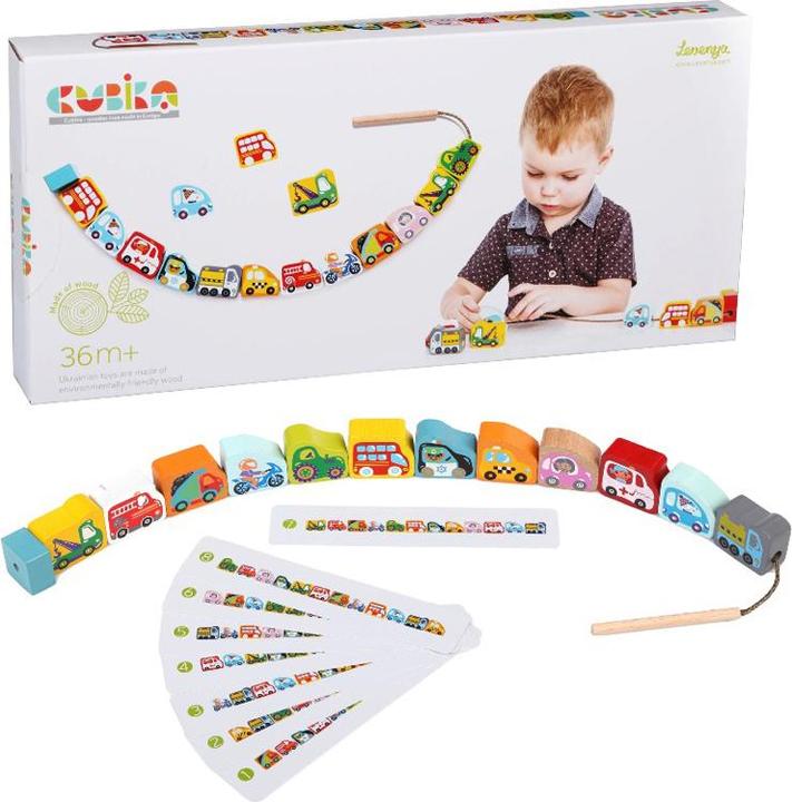 Produktbild Cubika Holzfädelspiel fliegende Autos (Deutsch, Englisch, Französisch, Italienisch)