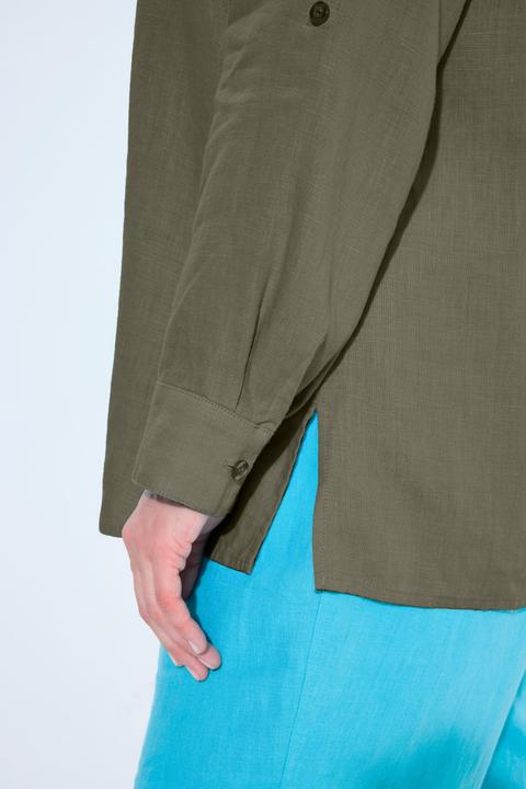 Produktbild Ulla Popken Bluse, Leinen, offener Kragen, Langarm (62)