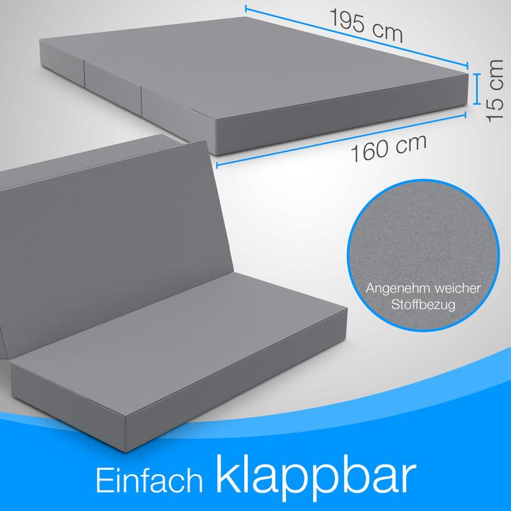 Image du produit Bestschlaf Klappmatratze, 3-teilige Faltmatratze, Reisebett, Gästematratze (160 x 195 cm, Noyau de mousse)