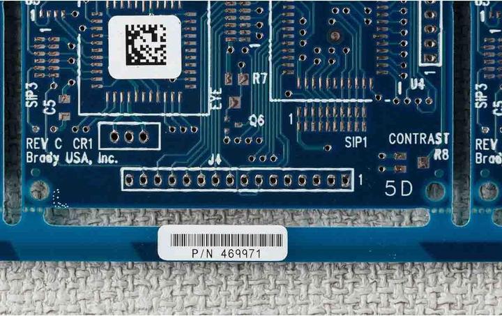 Actual product image Brady THT-49-727-10, Polyimide, White, Glossy, 22.86 x 6.35 mm, Permanent (10000 E.)