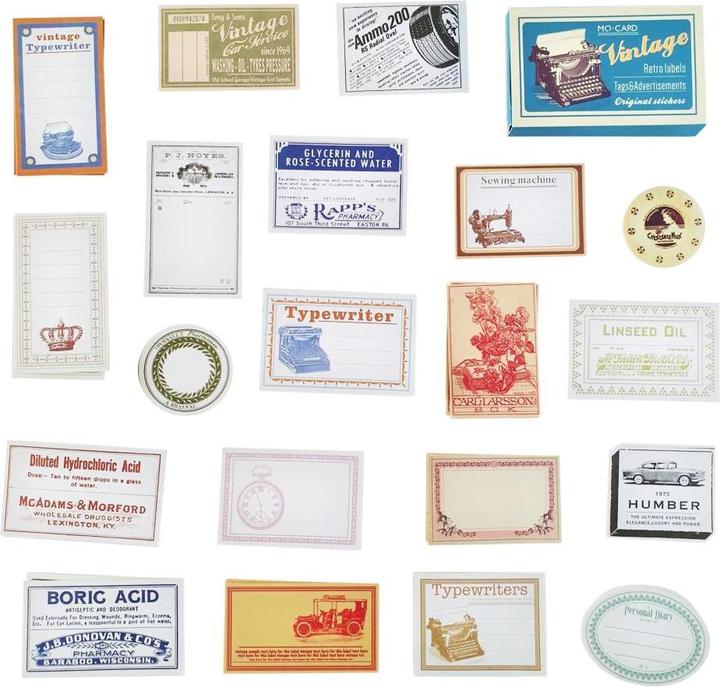 Image du produit JTI 60x étiquettes autocollantes en boîte, vintage - n° 2