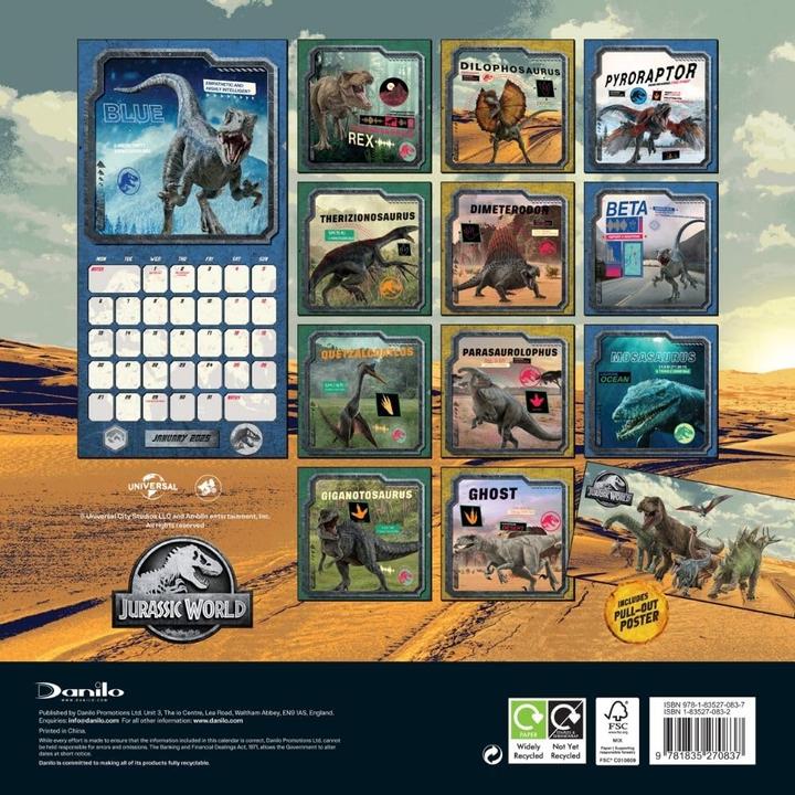 Produktbild Jurassic World Wandkalender 2025 Quadratisch (30 x 30 cm, Deutsch)