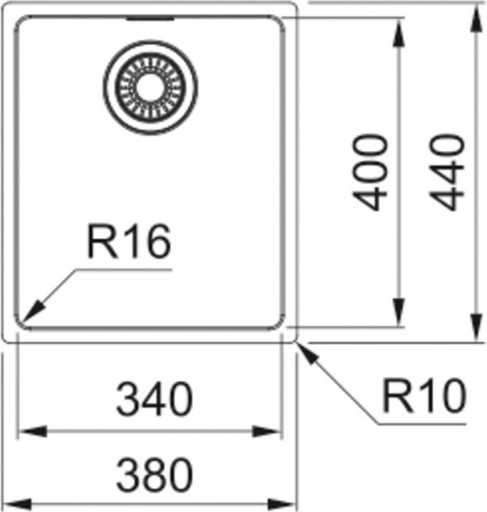 Actual product image Franke Spüle Maris MRX 210-34 CRNI (40 cm, 34 cm)