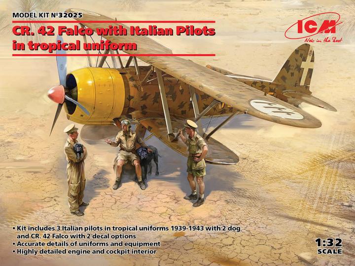 Produktbild ICM CR. 42 Falco with Italian Pilots in tropical uniform