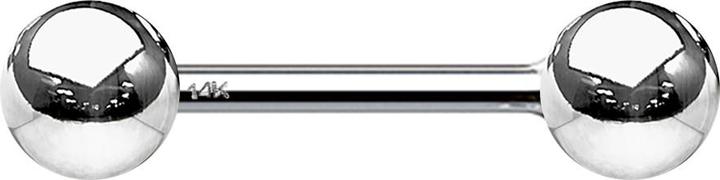 Star Piercing Barbell 14k weissgold mit Kugel (ohne Messing, 14k Gold)