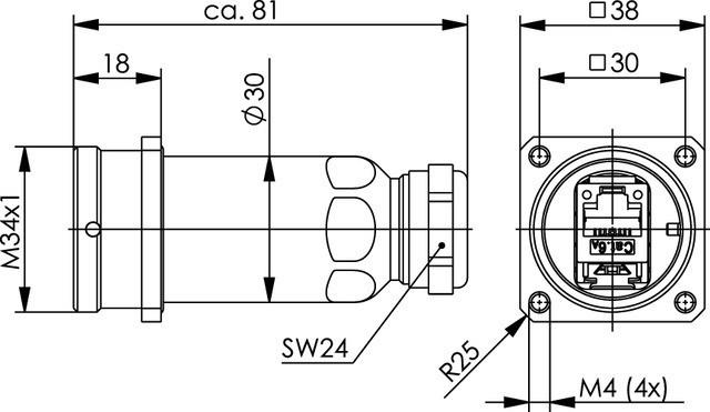 Actual product image Telegärtner Flange socket AMJ-S, IP68 RJ45 F