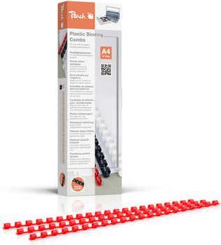 Produktbild Peach Plastikbinderücken, 6 mm, 21 Ringe, US-Teilung rot
