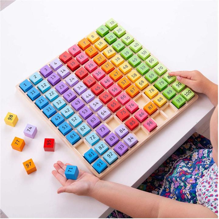 Productafbeelding Bigjigs Houten cijferblokken in een vierkant bord, 100st.
