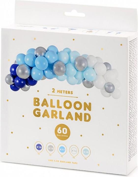 Actual product image Partydeco Arch of Balloons Blue and Silver (60 x)