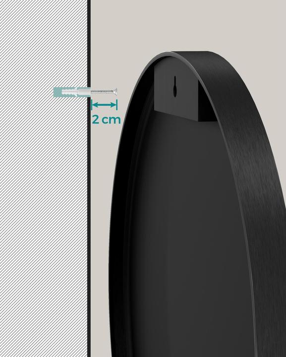 Produktbild Songmics Spiegel Ø 61 cm, Schwarz (61 x 61 x 3.6 cm)