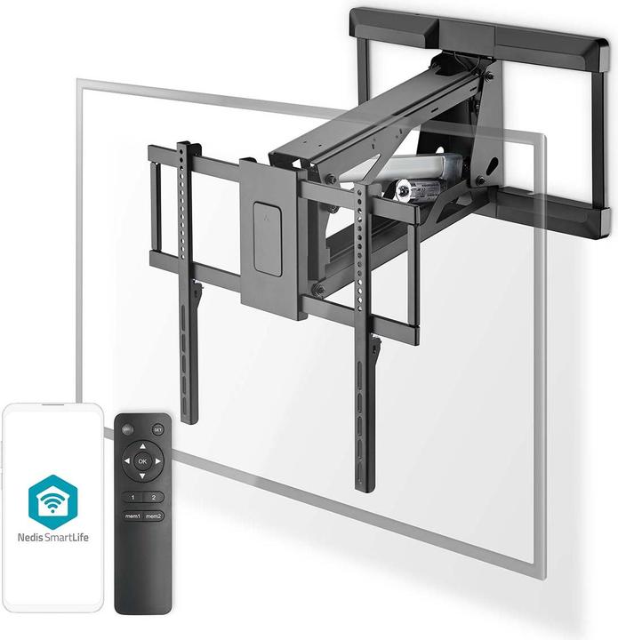 Image du produit Nedis Support TV mural motorisé - 37-75" - poids d'écran maximal supporté : 35 kg - orientable (Mur, 75", 35 kg)
