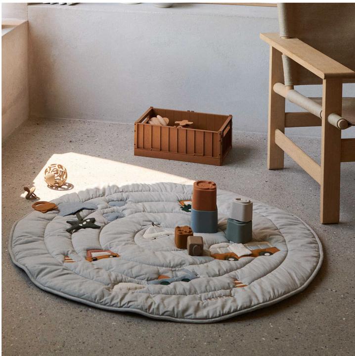 Actual product image Liewood Activity Blanket Gitta Vehicles Dove Blue