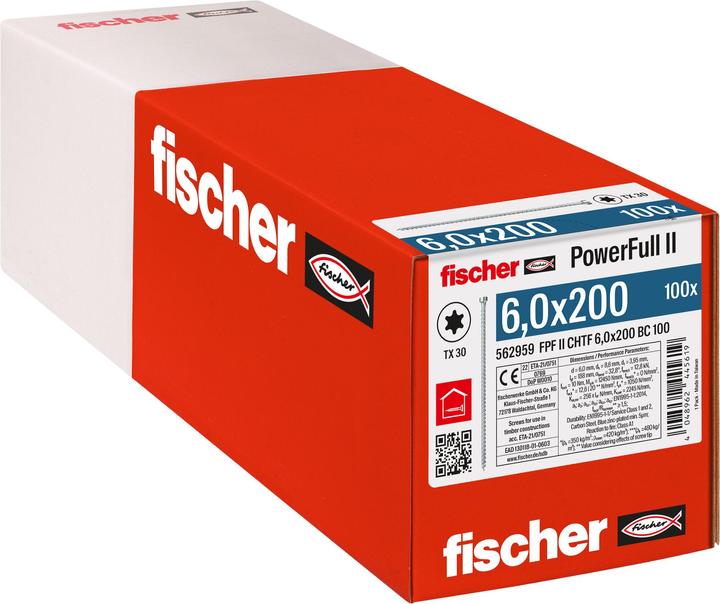 Produktbild Fischer PowerFull II 6,0x200 ZK TX VG blvz 100 (100 Schrauben pro Stück)