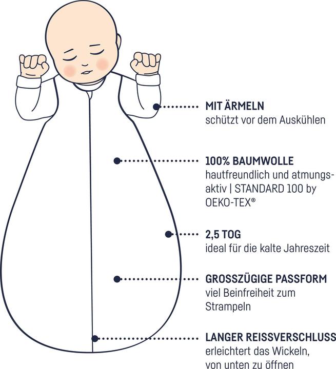 Produktbild Julius Zöllner Jersey Winterschlafsack, Little Dinos (74 cm, 2.5 TOG)