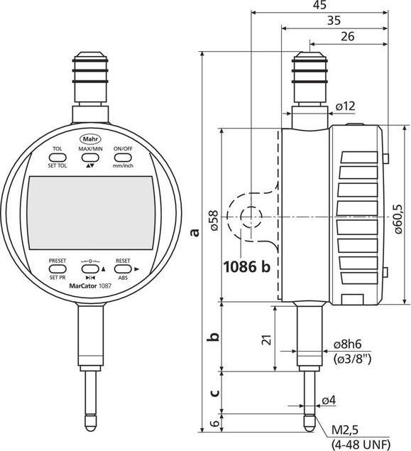 Produktbild Magni Messuhr digital MarCator 0,0005/12,5mm 1087R MAHR (mm)