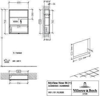 Produktbild Villeroy & Boch V&B Einbau-Spiegelschrank MY VIEW NOW m E/A 600x750x168mm 25,44 W Ans re