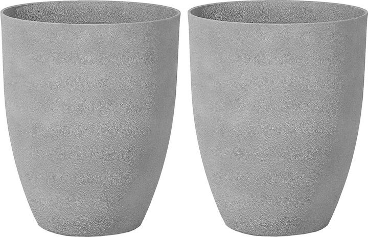 Actual product image Beliani Flowerpot Set of 2 grey round 43 x 43 x 52 cm CROTON (43 cm)