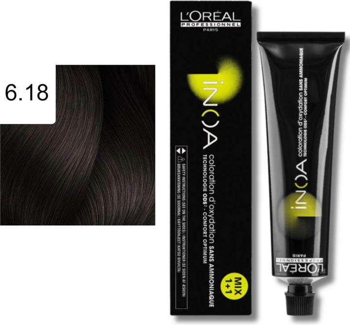 Produktbild L'Oréal Professionnel Inoa (6.18 Dunkelblond Asch Mokka)