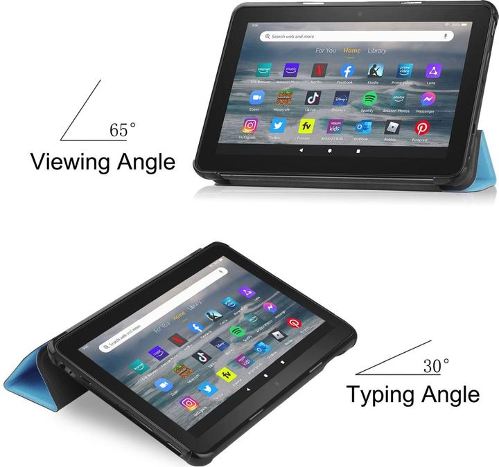 Produktbild Lobwerk 2in1 Set für Amazon Kindle Fire 7 12. Generation 2022 7 Zoll Tablet mit Smartcover + Schutzglas mit (X)