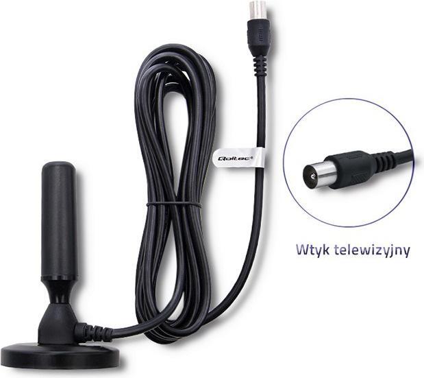 Image du produit Qoltec TV-Antenne DVB-T2 (Antenne tige, 12 dB, DVB-T / -T2)