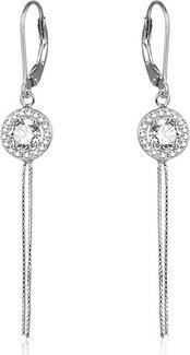 Beneto Long silver earrings with zircons AGUC1977 (L)