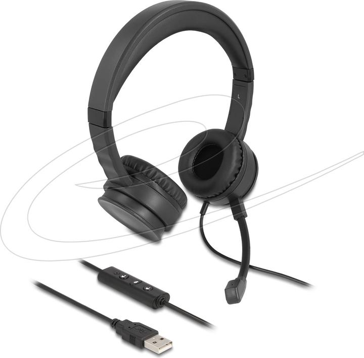 Delock USB stereo headset with cable remote control and quick mute button for PC and notebook (Cable, USB-A)