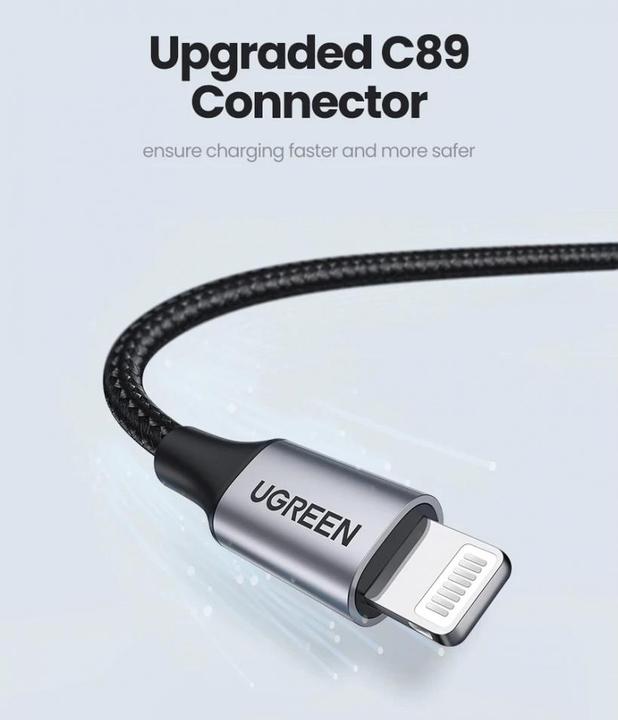 Produktbild Ugreen Lightning USB Nylon Alu MFi (1.50 m, USB 2.0)