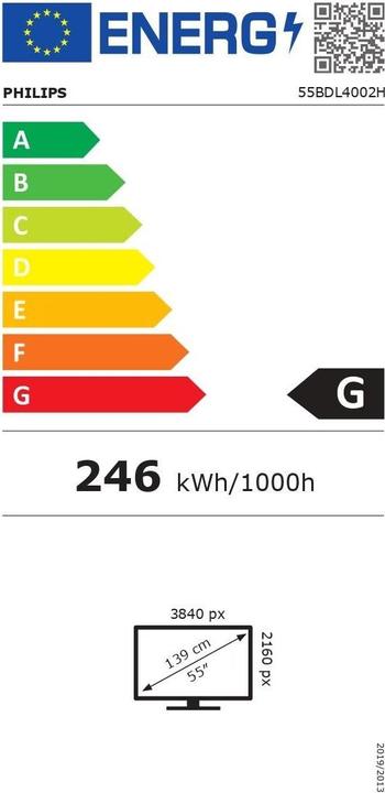 Energy Label Philips Signage Solution H-Line 55BDL4002H (1920 x 1080 pixels, 55")