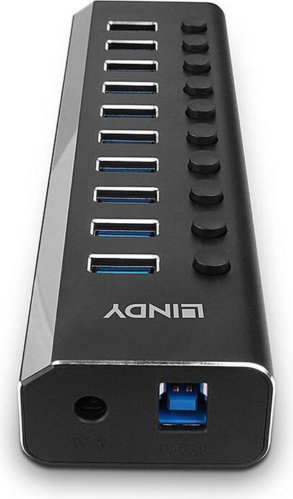 Produktbild Lindy 10 Port USB 3.0 Hub mit Ein-/Ausschaltern Schliessen sie bis zu 10 USB-Geräte an (USB-C, 10 Ports)