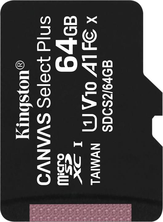 Actual product image Kingston Canvas Select Plus microSDXC Card 64GB (64 GB, microSDXC, U1, UHS-I)