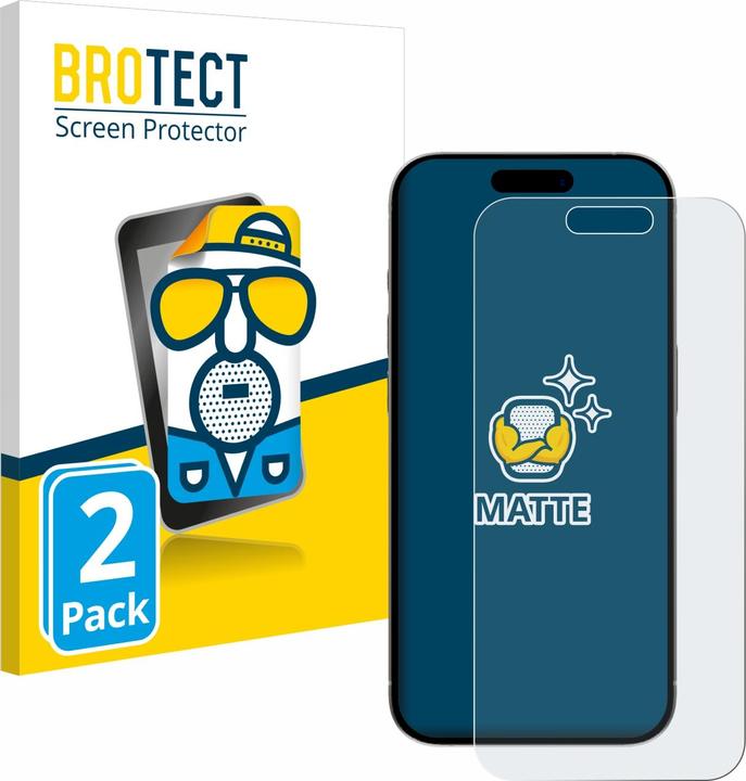 Actual product image BROTECT Anti-glare screen protector matt (2 Piece, Apple iPhone 15 Pro)