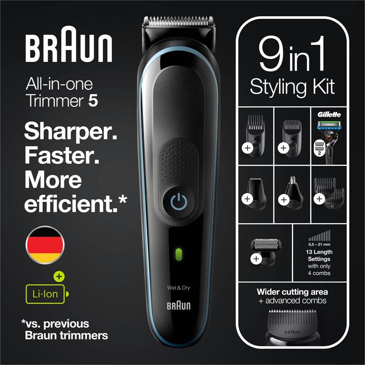 Actual product image Braun Multi-grooming kit 5 MGK5380, 9-in-1 beard trimmer for men, 7 attachments